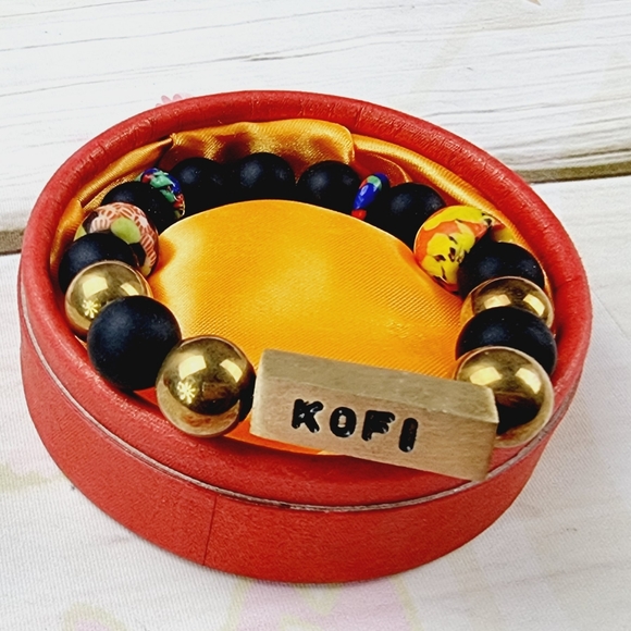 Authentic African men's beads bracelet elastic - Picture 7 of 11